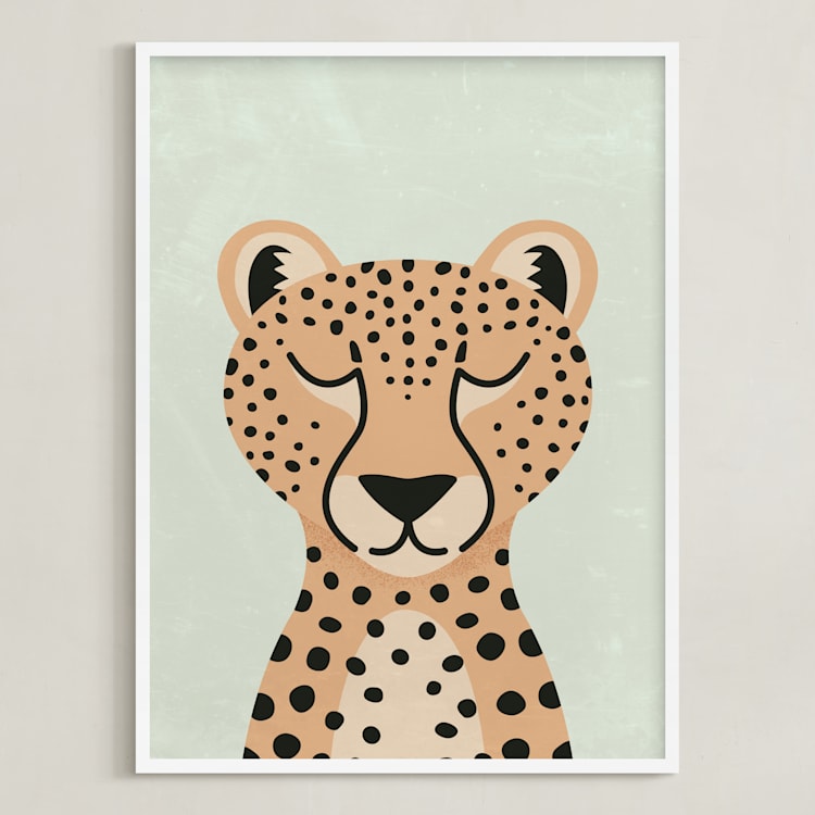 "Cheetah" - Art Print in Dry Grass by 2birdstone - Framed