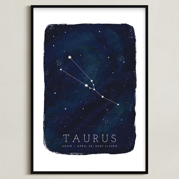 "Zodiac Constellation Taurus" - Personalized Art Print in Galaxy by Ashley Presutti Beasley - Framed