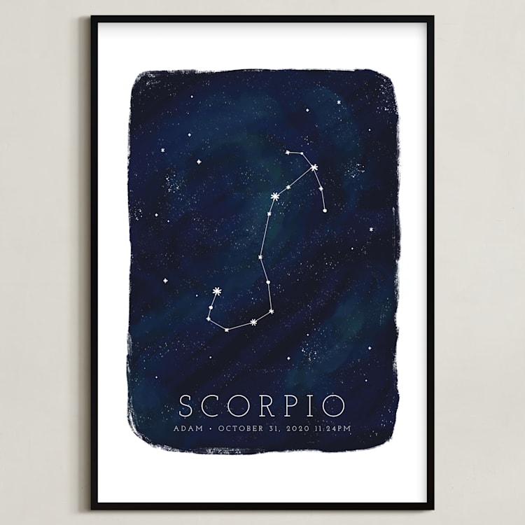 "Zodiac Constellation Scorpio" - Personalized Art Print in Galaxy by Ashley Presutti Beasley - Framed