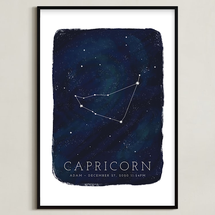 "Zodiac Constellation Capricorn" - Personalized Art Print in Galaxy by Ashley Presutti Beasley - Framed