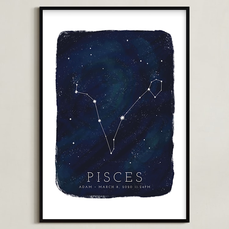 "Zodiac Constellation Pisces" - Personalized Art Print in Galaxy by Ashley Presutti Beasley - Framed