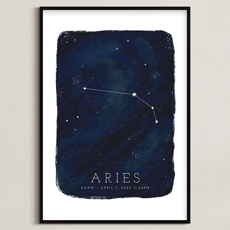 "Zodiac Constellation Aries" - Personalized Art Print in Galaxy by Ashley Presutti Beasley - Framed