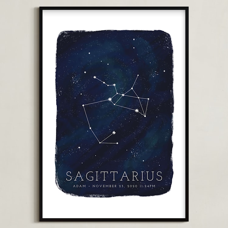 "Zodiac Constellation Sagittarius" - Personalized Art Print in Galaxy by Ashley Presutti Beasley - Framed
