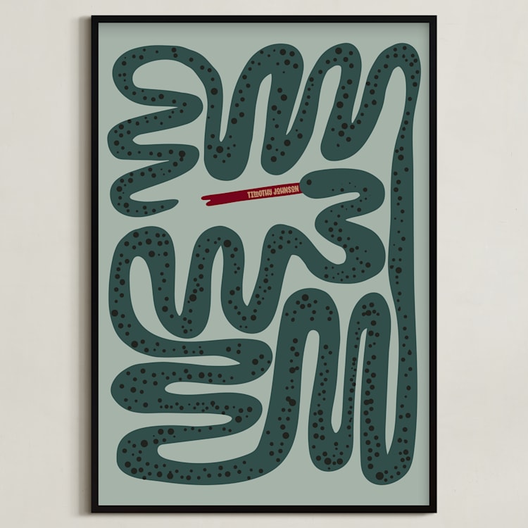 "Squiggly Snake" - Personalized Art Print in Cactus by Jenna Holcomb - Framed
