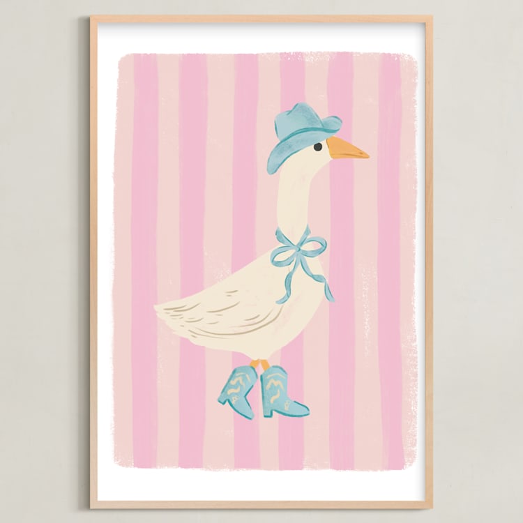 "Western Waddle" - Art Print in Rose by Creo Study - Framed