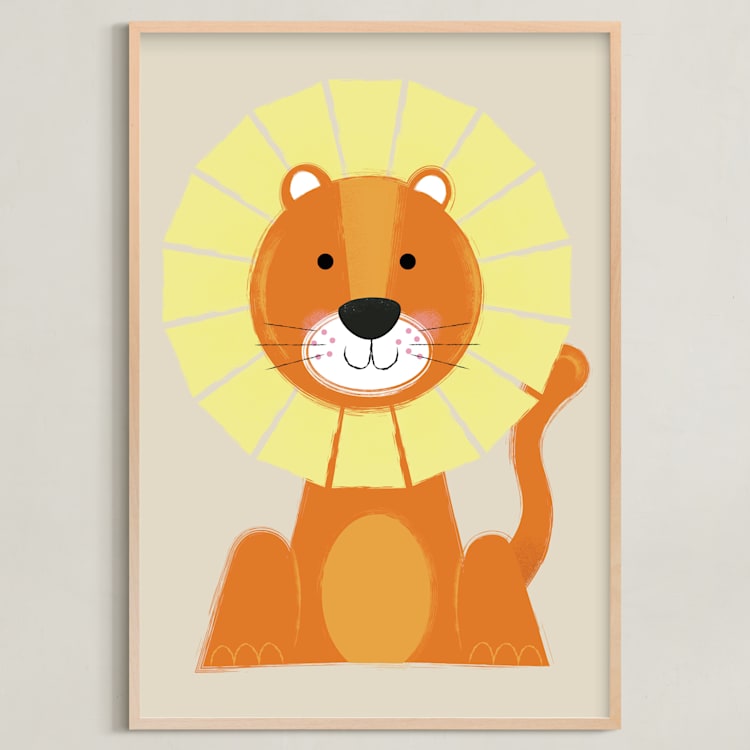 "Mr. Lion" - Art Print in Sand by Ashlee Townsend - Framed