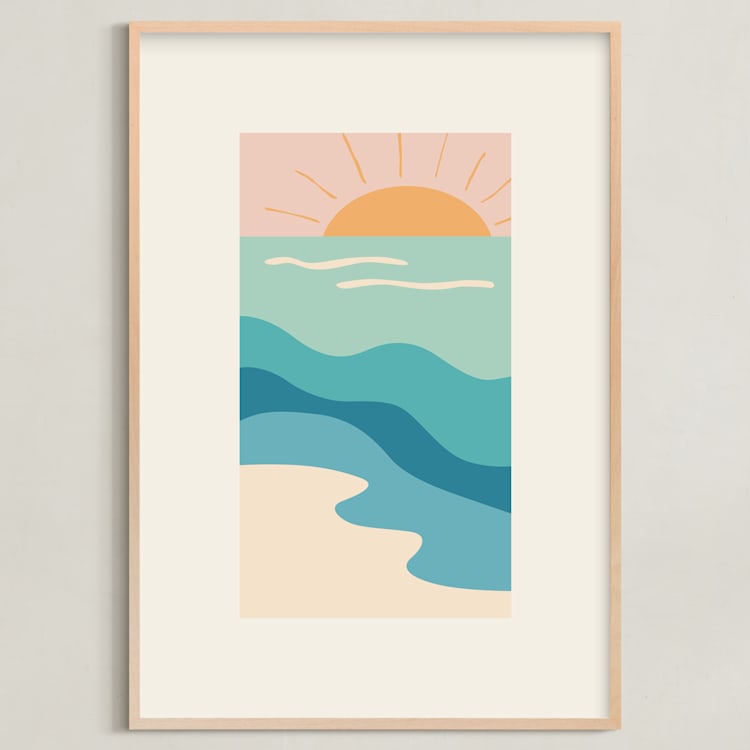 "Sunset Serenades No.2" - Art Print in Saltwater by Jessica C Nugent - Framed