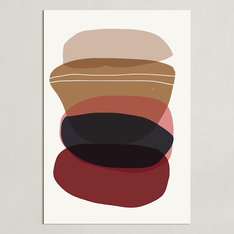 "Blobby Calm" - Art Print in camel red by Svitlana Martynjuk - Unframed
