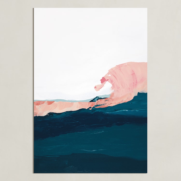 "Santa Cruz Seascape Winter Swell" - Art Print in Blush by Caryn Owen - Unframed
