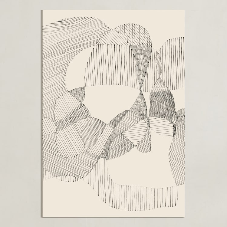 "Random Land I" - Art Print in Ivory Black by Catilustre - Unframed