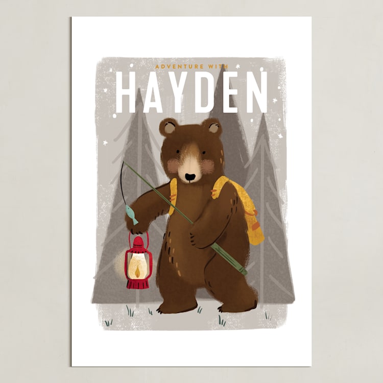 "Adventure bear" - Personalized Art Print in Clay by Rebecca Durflinger - Unframed