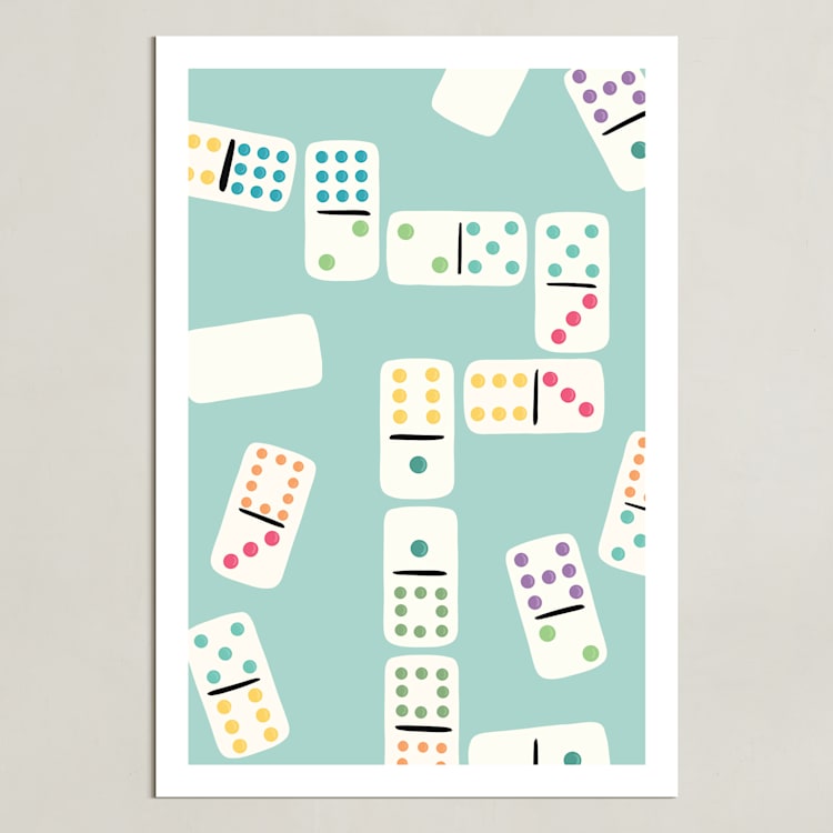 "Playful Pairs" - Art Print in Aqua by Lauren Jinhee - Unframed