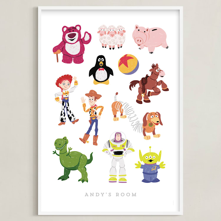"Andy's Toys from Disney and Pixar's Toy Story" - Personalized Art Print in Candy by Rebecca Smith - Framed