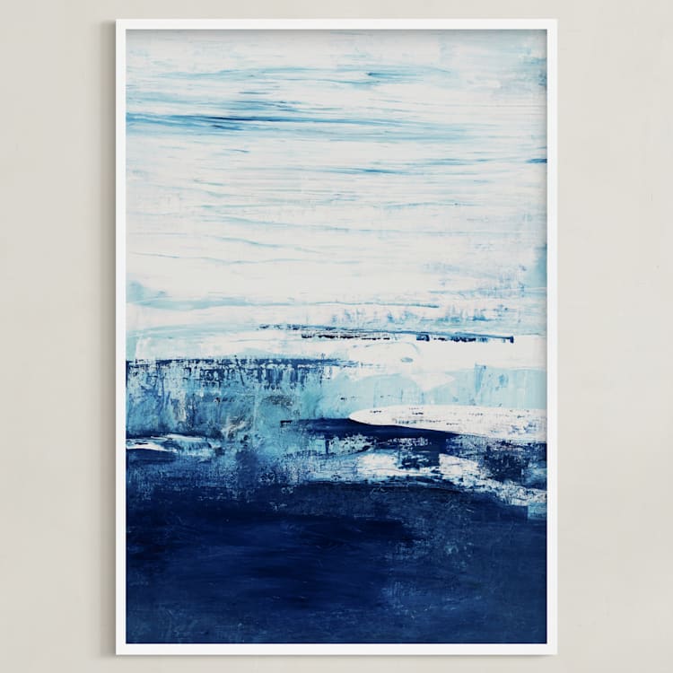 "Ice Out" - Art Print in Ice Blue by Karen Kaul - Framed