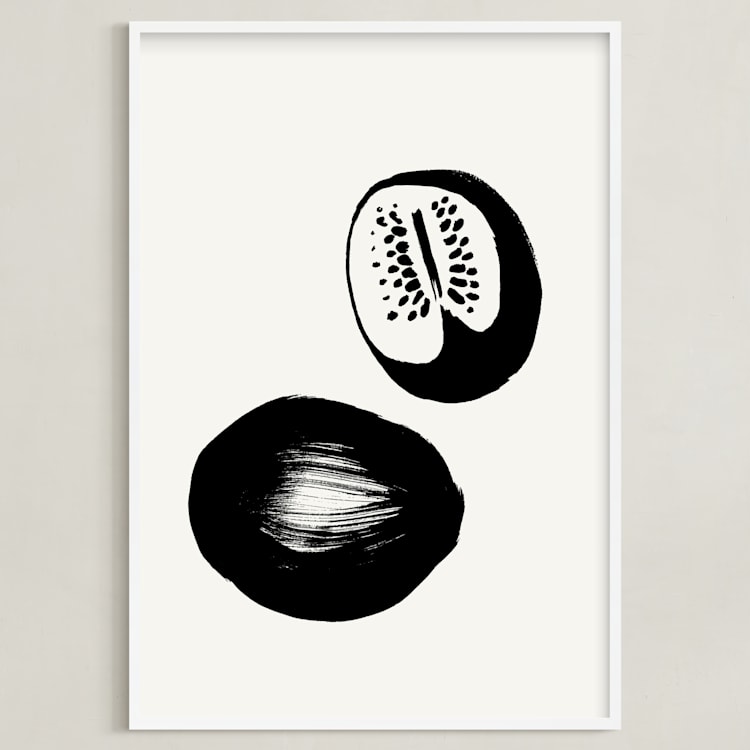 "Watermelons" - Art Print in Black on Off-white by Sonya Percival - Framed
