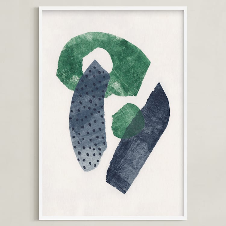 "Earth & Sky I" - Art Print in Navy Blue by Alisa Galitsyna - Framed
