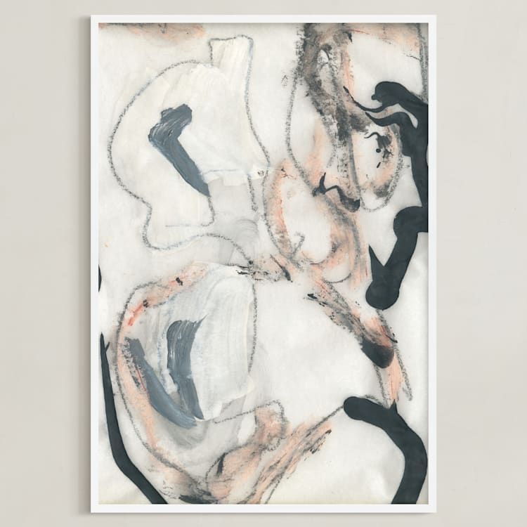 "Southern Cotton Series 4" - Art Print in Pink and Grey by Angela Simeone - Framed