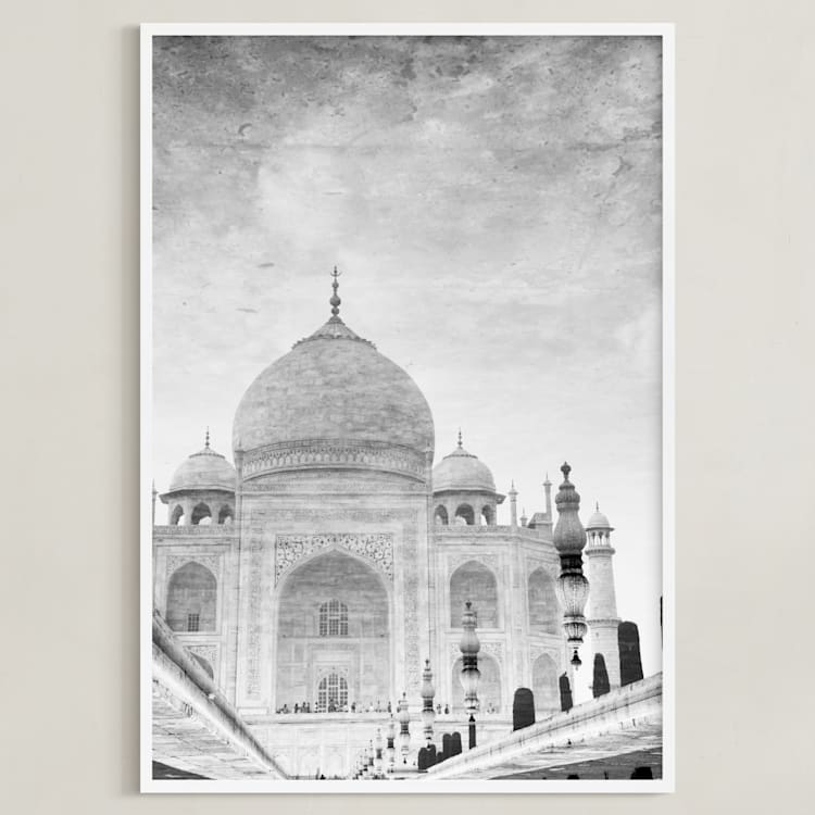 "Reflection of the Taj Mahal" - Art Print in Black and White by Heather Marie - Framed