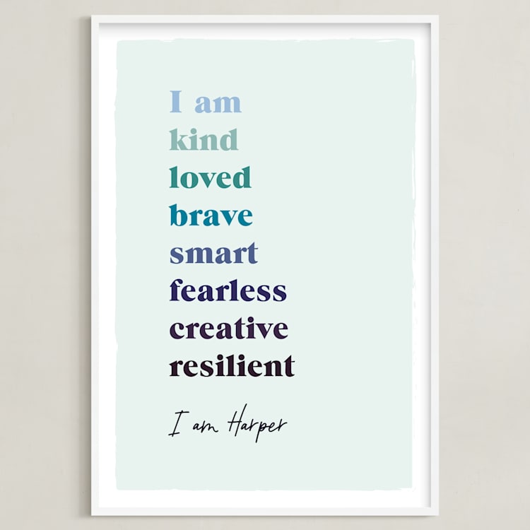 "Positive Affirmations" - Personalized Art Print in Winter by Nazia Hyder - Framed
