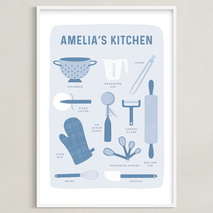 "Kitchenware" - Personalized Art Print in Slate by Dawn Pope - Framed