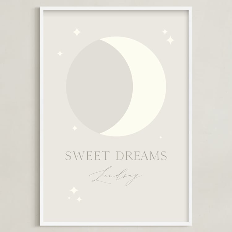 "Sweet Dreams Moon" - Personalized Art Print in Moondust by Alexandra Cohn - Framed