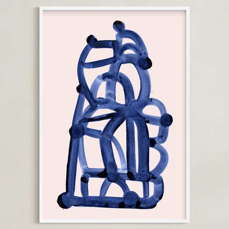 "Cloud Knots" - Art Print in Navy by Carol Barber - Framed