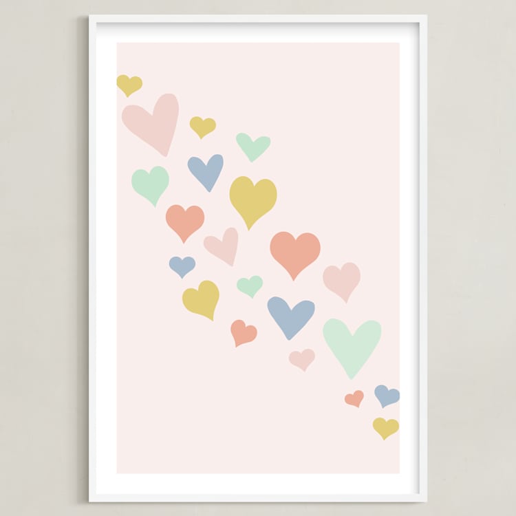 "wave of love" - Art Print in Charming Pink by Kasia Labocki - Framed