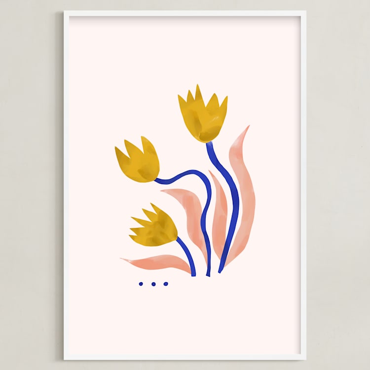 "A Flower For You, A Flower For Me III" - Art Print in Peony by Kayla King - Framed
