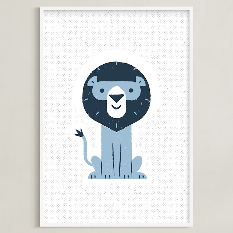 "mr LION" - Art Print in Raindrop by Bob Daly - Framed