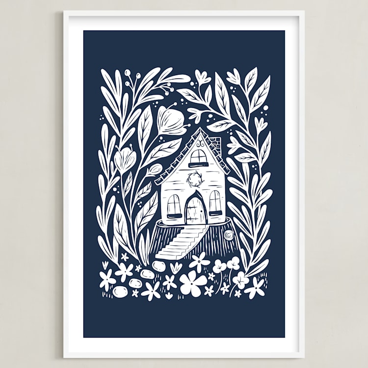 "Fairy House" - Art Print in Midnight by Kristen Knechtel - Framed