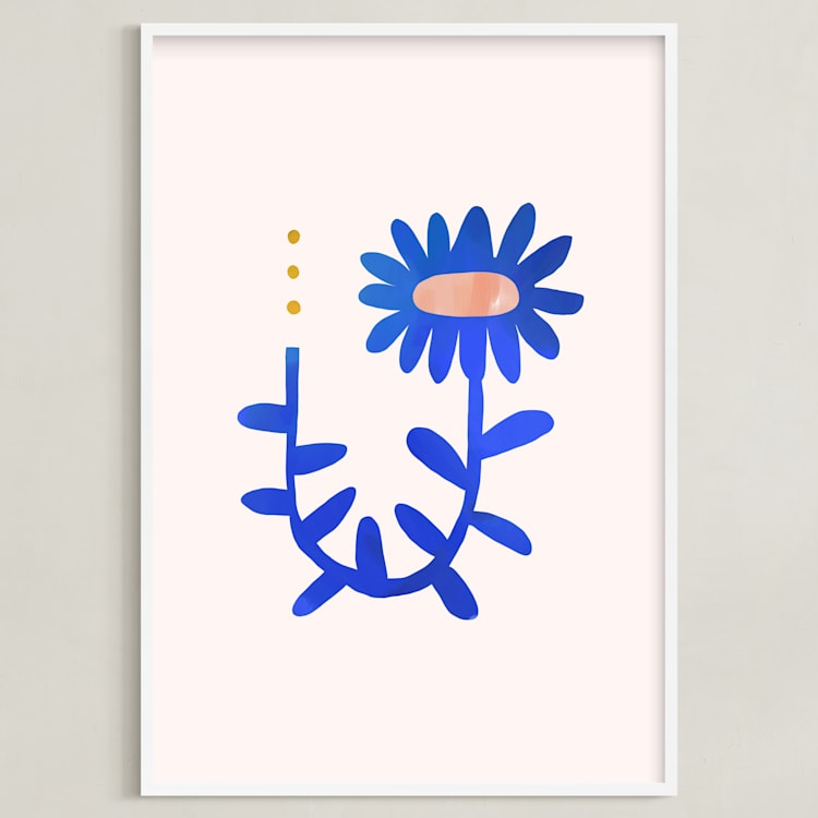"A Flower For You, A Flower For Me II" - Art Print in Rain by Kayla King - Framed