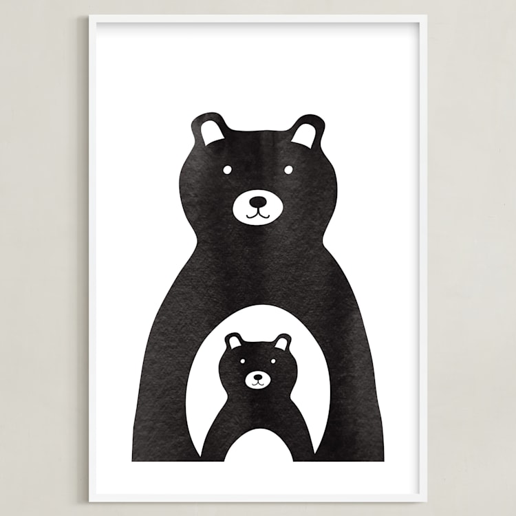 "Mama and Me" - Art Print in Coal by Lehan Veenker - Framed