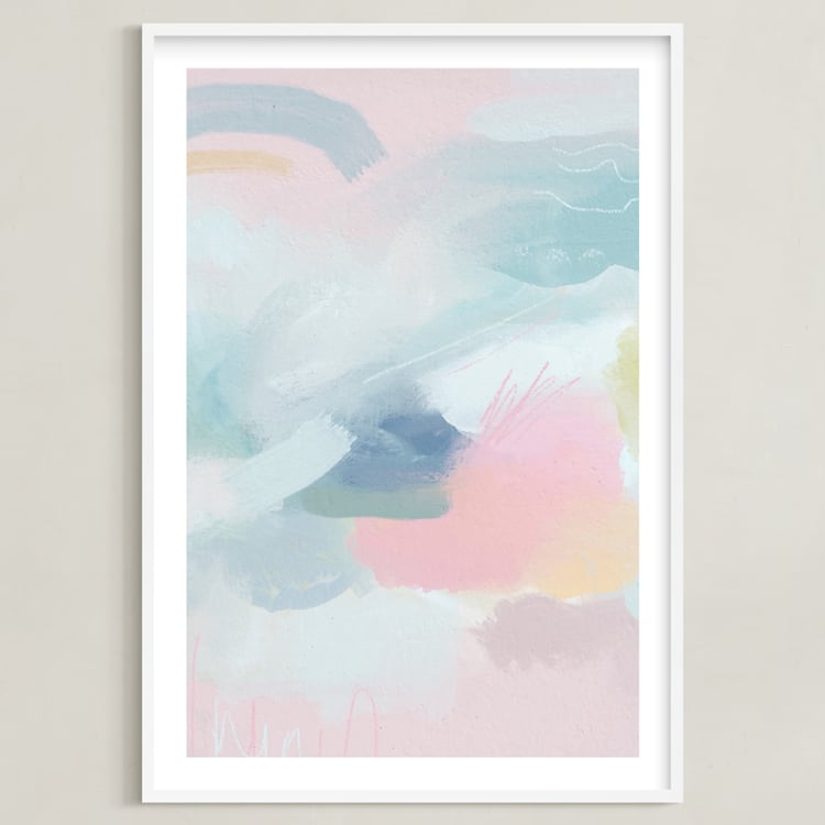 "Rainbows and Sunshine" - Art Print in Soft Pink by Lindsay Kelly Art - Framed