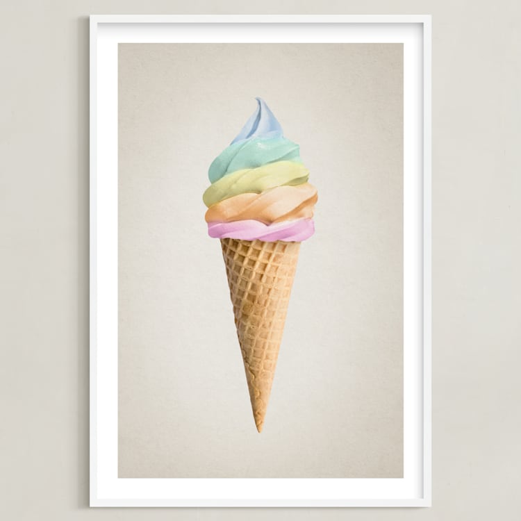 "Rainbow Ice Cream" - Art Print in Sherbet by Paola Benenati - Framed