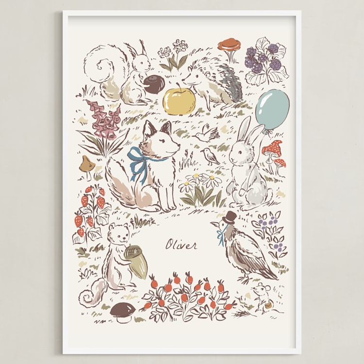 "The Forest Story" - Personalized Art Print in Ivory by Hanna Symonovych - Framed