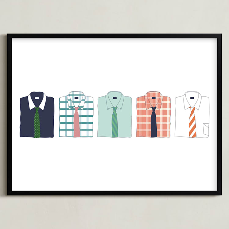 "Those Stylish Men" - Art Print in Mint by Dana Beckwith - Framed
