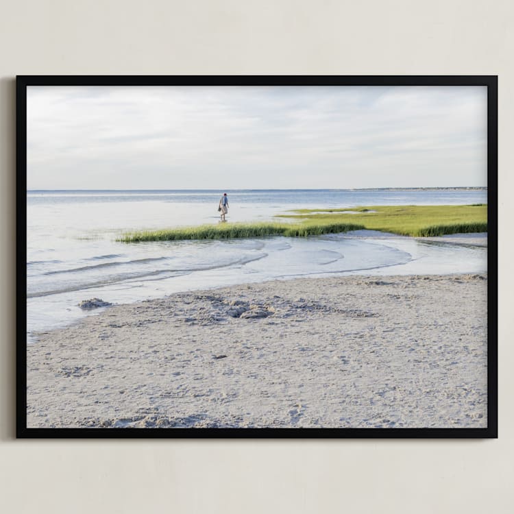 "Across the Wetland" - Art Print in endless blue by Qing Ji - Framed