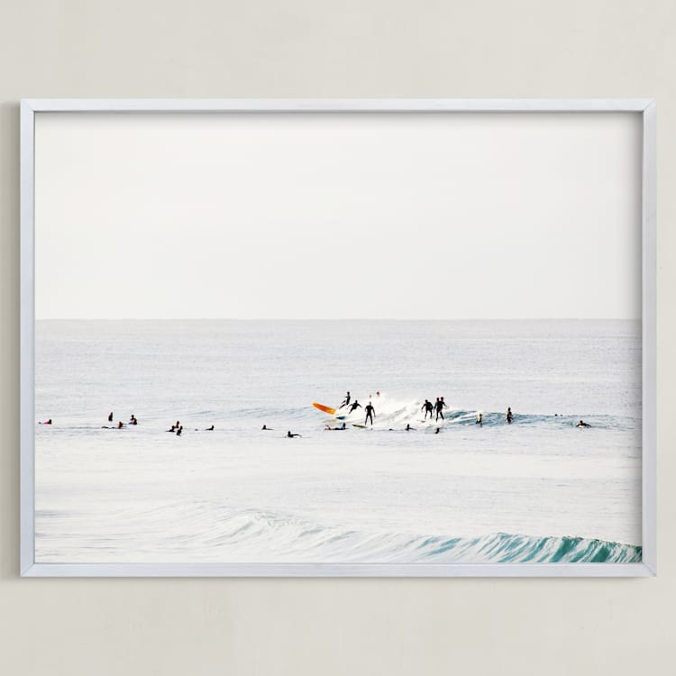 "Come On Baby Kick Them Daisies" - Art Print in Surfing Blues by Summer Strauch - Framed
