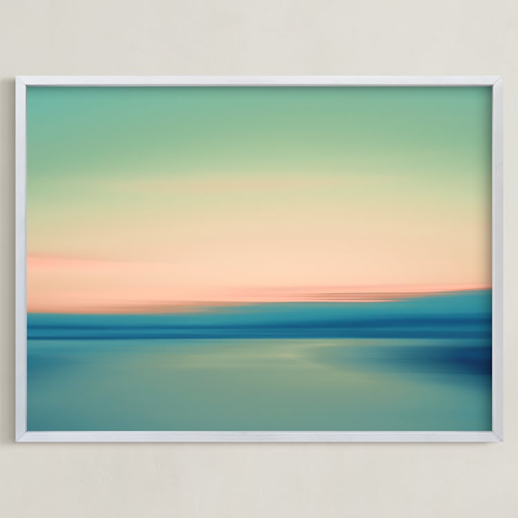 "Fluid Motion" - Art Print in Evening Turquoise by Gabrial Reising - Framed