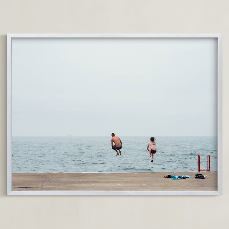 "August" - Art Print in Lake Blue by Kaitlin Rebesco - Framed
