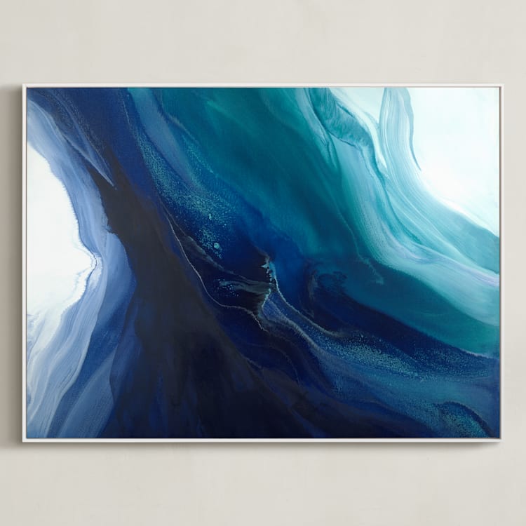 "Caribbean Silk" - Art Print in caribbean blue/teal by Teodora Guererra - Framed Canvas