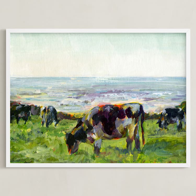 "Marin Cows" - Art Print in Holstein by Alex Elko Design - Framed