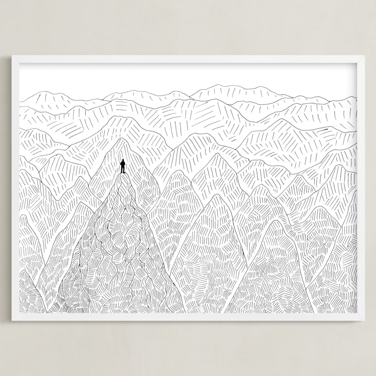 "Summit" - Art Print in Black & White by Helen H Wu - Framed