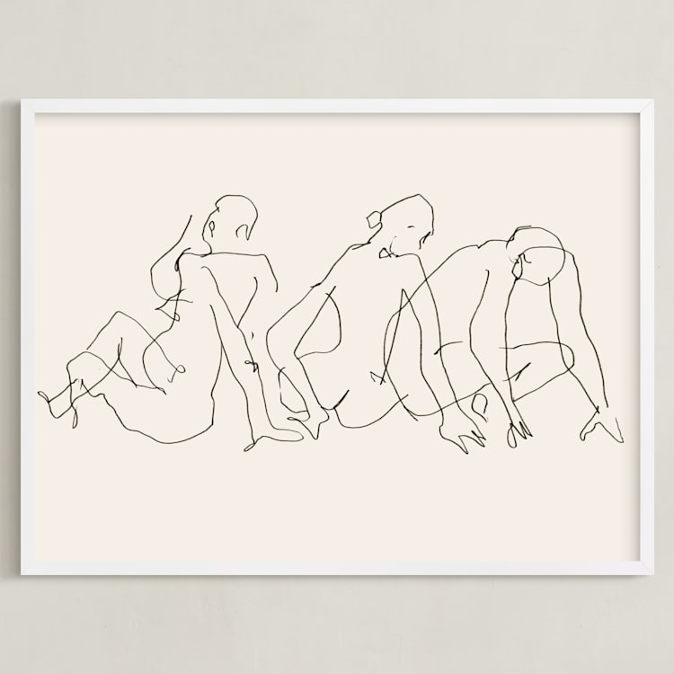 "Awaking" - Art Print in Monochrome by Catilustre - Framed