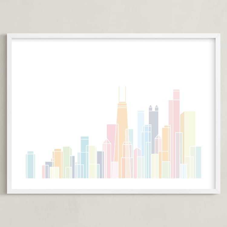 "Sky Lines" - Art Print in Sherbert by Jessie Steury - Framed