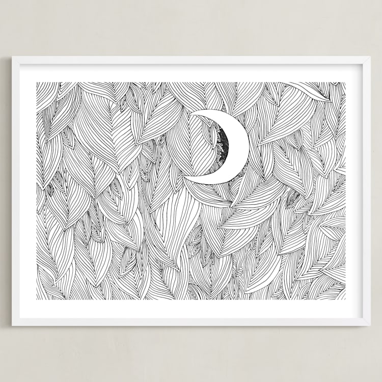 "Peek A Boo" - Art Print in Black & White by Helen H Wu - Framed