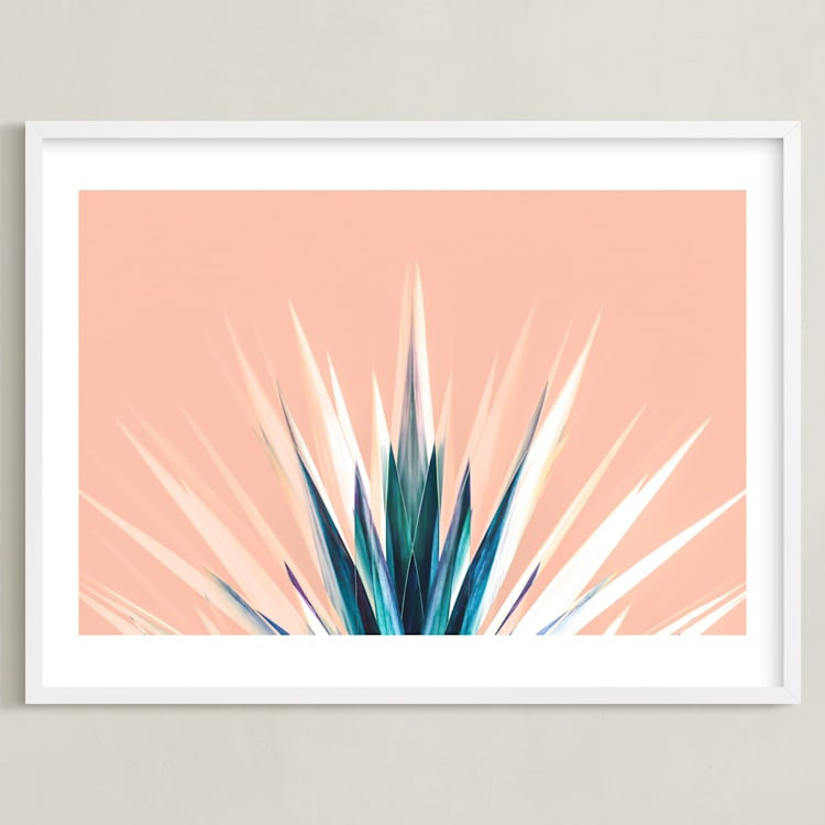 "Pastel Cactus" - Art Print in White by Lisa Sundin - Framed