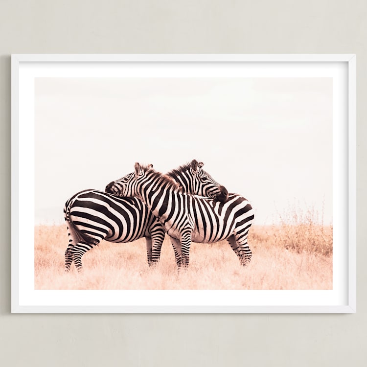 "The Embrace" - Art Print in Zebra by Lisa Sundin - Framed