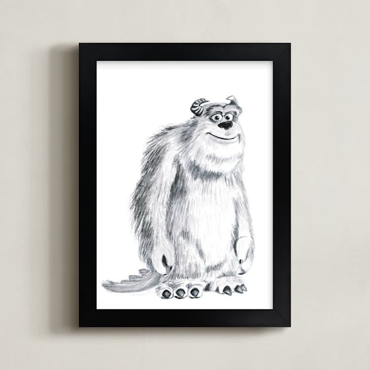 "Sulley" - Art Print in White by Mary Gaspar - Framed