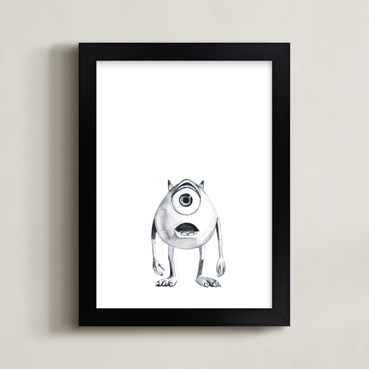 "Mike Wazowski" - Art Print in White by Mary Gaspar - Framed